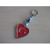 KALP ANAHTARLIK AY YILDIZ TÜRK BAYRAKLI ANAHTARLIK MASKOT ASMA SÜS AYNA SÜSÜ - 1