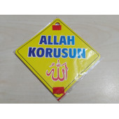 CAM İÇİ SARI DEKOR PLAKA KARE ALLAH KORUSUN (11x11cm) YAPIŞTIRMALI (Dekor Levha) SARI PLAKA - 1