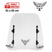 ABV Üniversal Şeffaf Siperlik (41x45 cm) + Bağlantı Ekipmanı (Motosiklet Camı) - 1