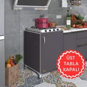Kenzlife ocak dolabı hoşseda gri 85*60*56 hazır mutfak klasik set üstü ocak için arkalıksız thumbnail 1