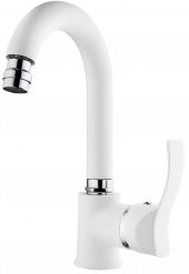 Gms Akdeniz Beyaz Krom Kuğu Lavabo Musluk Bataryası AKD401-K thumbnail 1