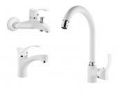Gms Akdeniz Beyaz Krom Lavabo, Banyo, Eviye Batarya Set - 1