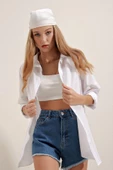 Kadın Oversize Gömlek Beyaz - 3