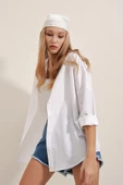 Kadın Oversize Gömlek Beyaz - 5