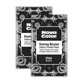 Siyah Kumaş Boyası Toz 12 gr 2 Adet Nova Color Toz Kumaş Boyası Siyah Kot Pantalon Gömlek Tişört Tekstil Kumaş Boyası 2 Adet - 1