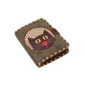 KB YEŞİL KAHVE KEDİ BIYIK ÖRGÜ TASARIM CÜZDAN ÜNİSEX - 1