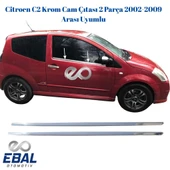 Citroen C2 Krom Cam Çıtası 2 Parça 2002-2009 Arası Uyumlu P. Çelik - 2