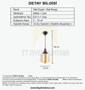 TT Aydınlatma TT029-1-SY-BAL   Mat Siyah - Bal Tekli Avize - 4