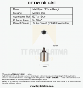 TT Aydınlatma TT029-1-SY-FÜME  Mat Siyah - Füme Tekli Avize - 4