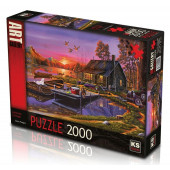 KS Games 2000 Parça Göl Kenarında Kulübe Puzzle - Geno People - 1