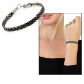 Nipora El İşçiliği Modern Tasarım 1000 Ayar Gümüş Kazaz Kadın Bileklik - 4