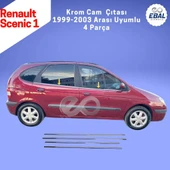 Renault Scenic 1 Krom Cam Çıtası 4 Parça 1999-2003 Arası Uyumlu Paslanmaz Çelik thumbnail 1