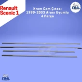 Renault Scenic 1 Krom Cam Çıtası 4 Parça 1999-2003 Arası Uyumlu Paslanmaz Çelik thumbnail 5