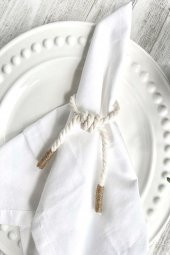 6 Adet Bohem Krem Halatlı Peçete Yüzüğü thumbnail 1