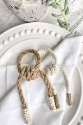 6 Adet Bohem Krem Halatlı Peçete Yüzüğü thumbnail 3