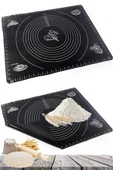 Tilbe Home Silikon Hamur Matı Hamur Açma Pasta Fırın Altlığı Matı Ölçülü Hamur Yoğurma Siyah Büyük Boy 65X45 - 2