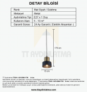 TT Aydınlatma TT031-1-SY-ESK-YTK  Mat Siyah-Eskitme Yatak Başlık A thumbnail 4
