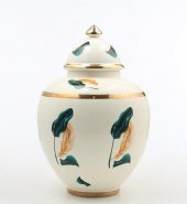 Vitale Jumbo Krem Gold Yaprak Desenli Şah Küp 38 cm AK.NRH0041 - 1