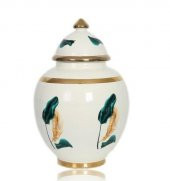 Vitale Krem Gold Yaprak Desenli Büyük Şah Küp  35 cm AK.NRH0042 - 1