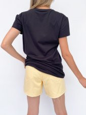 Kadın Baskılı Basic Siyah Tshirt - 3