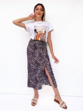 Kadın Beyaz Çiçek Baskılı Basic Beyaz Tshirt - 4