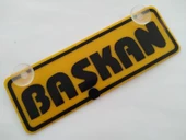 DEKOR SARI PLAKA - BAŞKAN (22x7.5cm) vantuzlu Pleksi ,Dekor Levha, DEKOR PLAKA thumbnail 1