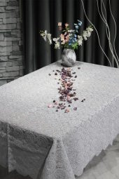 Papatya Kordone Tek Masa Örtüsü Gri thumbnail 7