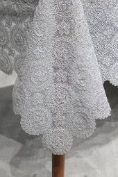 Papatya Kordone Tek Masa Örtüsü Gri thumbnail 11