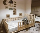 Baby Kinder Tuna Doğal Montessori Bebek ve Çocuk Karyolası  Doğal Çam 70 x 130 - 1
