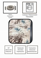 DEKORATİF MODERN YIKANABİLİR İNCE KAYMAZ TABAN HALI - 4