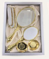 Camomile 4lü Fiyonk Ayna Fırça Pudralık Seti Gold CM301 - 2