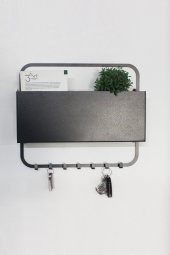 Dekoratif Askılık Ve Metal Raf - Duvar Askısı - Banyo Hol Antre Askısı - Şemsiyelik - Saksılık - 2