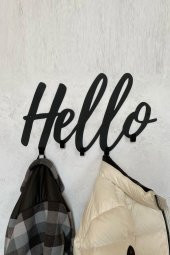 Hello Yazılı Elbise Askısı - Metal Askılık - Portmanto - 1