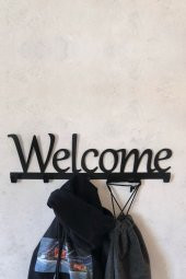 Welcome Yazılı Dekoratif Metal Duvar Askısı - 1