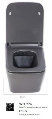 Pure Mat Gri Yavaş Kapanır Klozet Kapağı Cs-17 - 1
