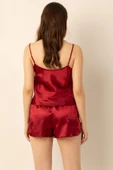 DoReMi Saten Yırtmaçlı İnce Askılı Şortlu Takım - 7