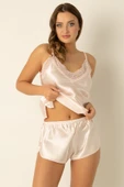 DoReMi Dantel Yakalı İnce Askılı Saten Şortlu Takım thumbnail 2