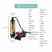 KIZILIRMAK 12 VOLT ALÜMİNYUM DALGIÇ TİPİ SIVI AKTARMA POMPASI (FİLTRELİ) - 2