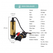 YEŞİLIRMAK 24 VOLT ALÜMİNYUM DALGIÇ TİPİ SIVI AKTARMA POMPASI (FİLTRELİ) - 2
