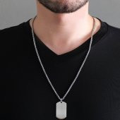 Nipora Oval Tasarım Kişiye Özel İsim Yazılı Silver Renk Çelik Erkek Kolye - 3