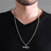Nipora Atatürk İmzalı Silver Renk Çelik Erkek Kolye - 3