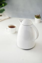 1 LT Isı Yalıtımlı Çay Ve Soğuk Su Termosu Beyaz (12 Saat Sıcak Tutar& İçi Camdır) - 2