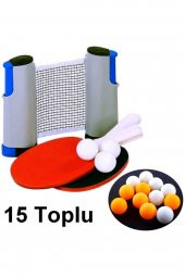 Tüm Masalara Uyumlu Portatif Masa Tenisi Filesi 2 Raket Ve 15 Top Masa Tenis Filesi - 1