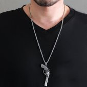 Nipora Altıpatlar Tasarım Silver Renk Çelik Erkek Kolye - 1