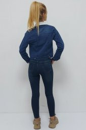 Yakası Peluş Kot Ceket Mavi thumbnail 10