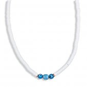 KL-BEYAZ FİMO BONCUK KORDON NAZAR BONCUK DETAY KOLYE ROSE RENK - 1