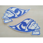 KURUKAFA sticker (2Lİ TAKIM) MAVİ 16cmx10cm (İSKELET) KURUKAFA ETİKETİ ÇIKARTMASI logosu arması thumbnail 1