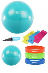 Delta 55-25 cm Pilates Topu 3lü Pilates Bandı 3lü Squat Bandı Direnç Lastiği Şişirme Pompası Seti - 1