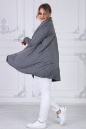 Viskon Kumaş Devrik Yaka Hırka-ANTRASİT - 2