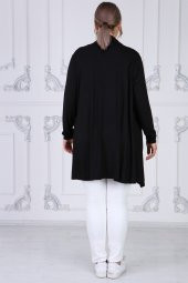 Viskon Kumaş Devrik Yaka Hırka-SİYAH - 5